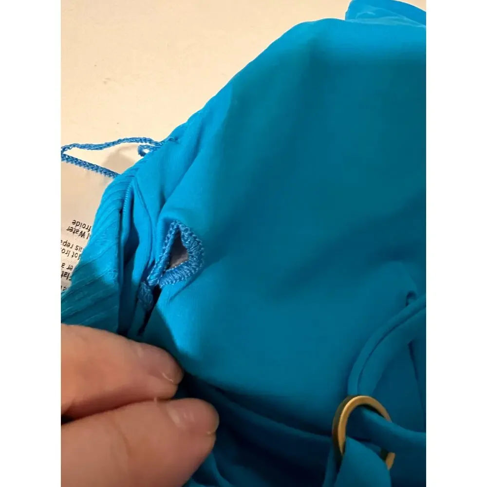 NWT L*Space Women's Ribbed Pointelle Winnie Bikini Swim Top Electric Blue Size M